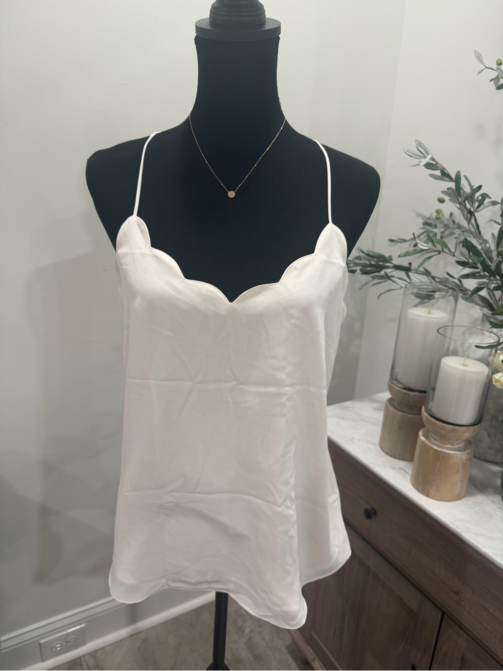 J. Crew Creamy White Scallop-Edge Spaghetti Strap Camisole